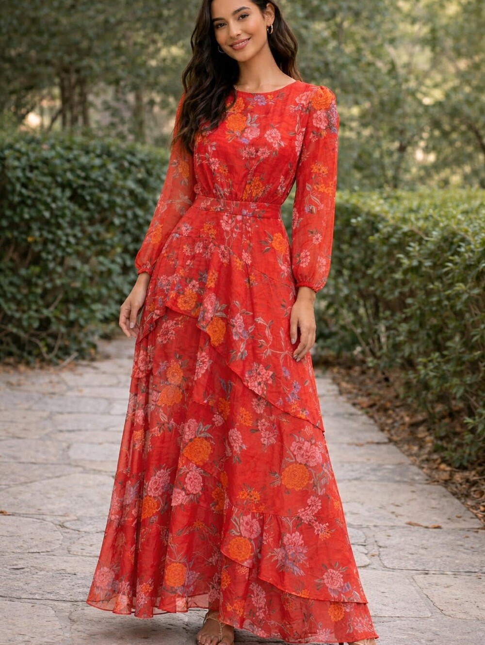 Finder Floral Red Dress
